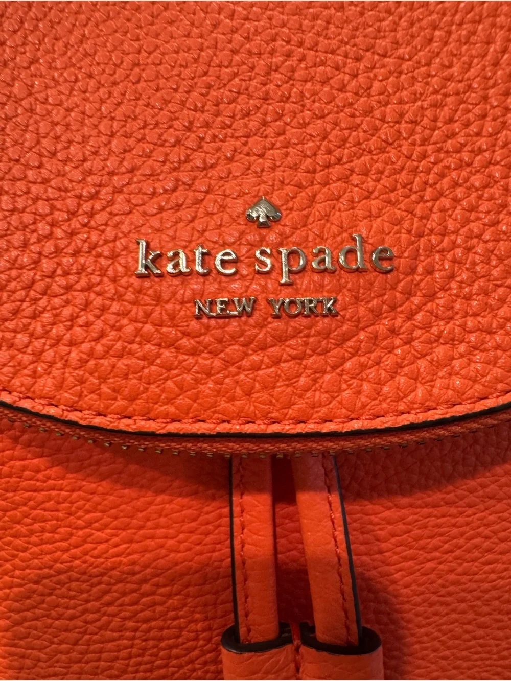 🍊♠️Kate Spade New York Orange Pebbled Leather Backpack - Picture 5 of 12